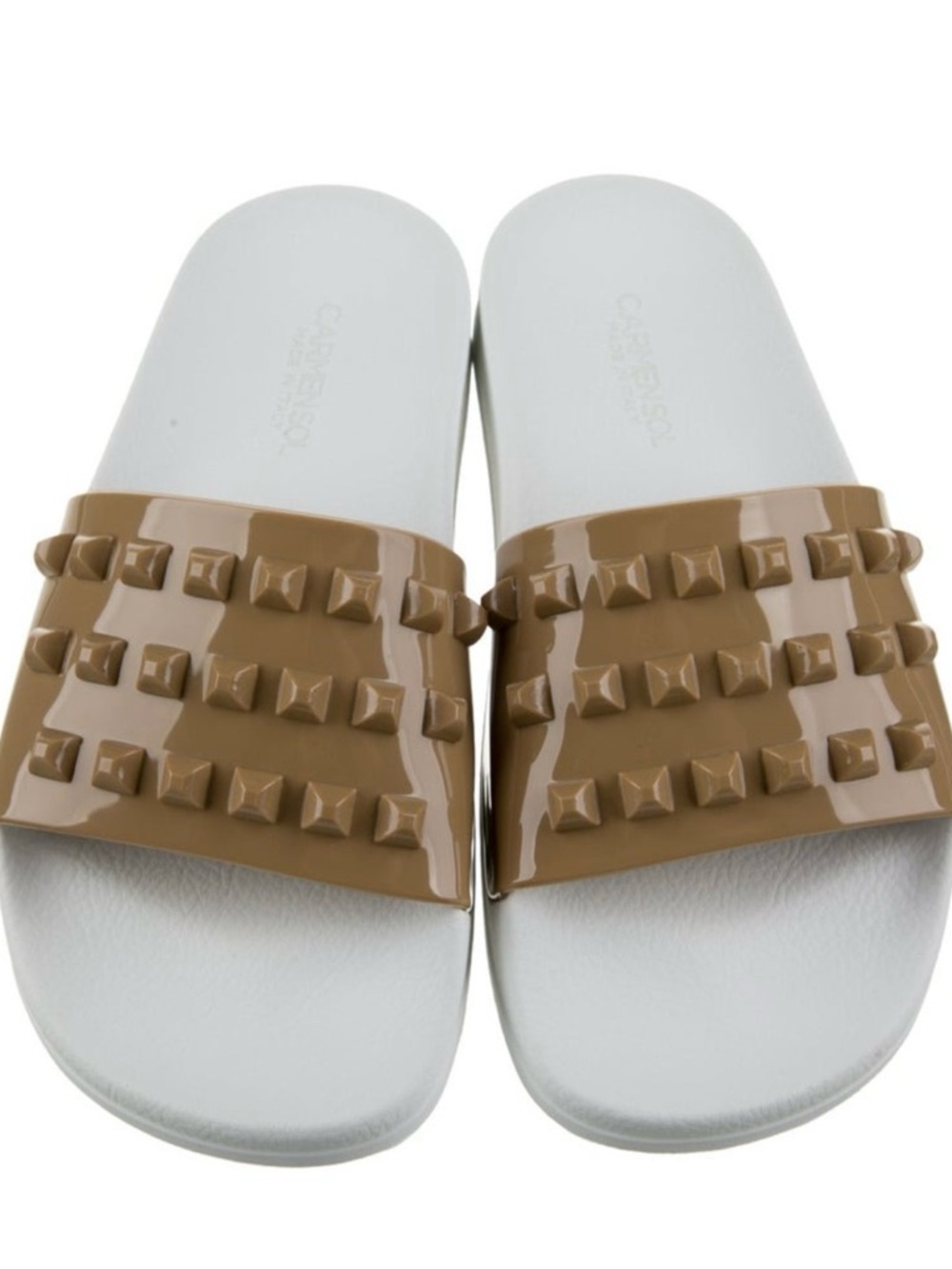 New in box Carmen Sol Studded Slide Sandals ,Nude,size 6 Made in Italy